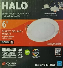 HALO Series 6" Adjustable CCT Canless IC Rated Dimmable Indoor, Outdoor