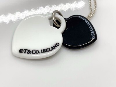 Tiffany & Co. Silver Return To Black White Double Heart