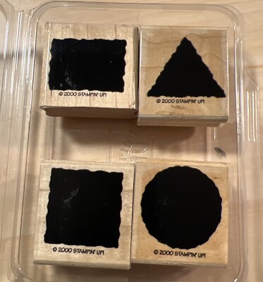STAMPIN' UP! LITTLE SHAPES SET OF 4 WOOD & RUBBER STAMP SET 2000 FREE SHIP