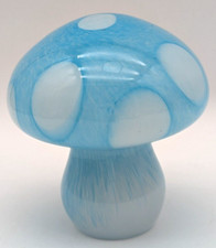 Hand Blown Art Glass Blue Spotted Mushroom Night Light