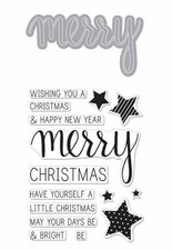 Hero Arts Stamp  Cuts Christmas "Merry" Clear Stamps With Matching Dies Bundle