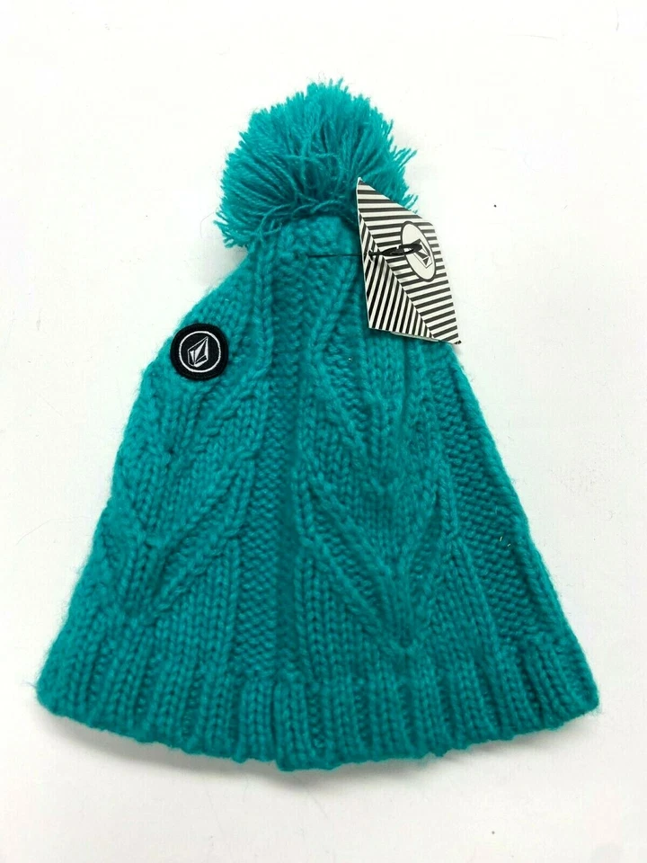 Sombrero de esquí Volcom nuevo con etiquetas elección gorro perla, pompón de hoja, gorra de noche de lucha acrílico O/S Foto 4 de 4