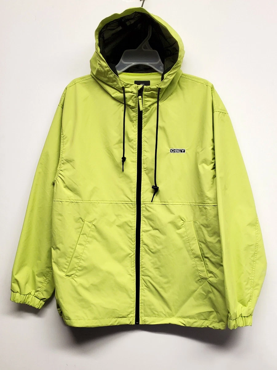 OBEY Men s CAPTION II Windbreaker Shell Jacket Key Lime Medium NWT