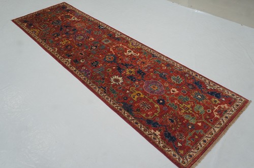 3 x 10 ft Red Bidjar Oriental Afghan Hand knotted Transitional Runner Rug - Picture 2 of 15