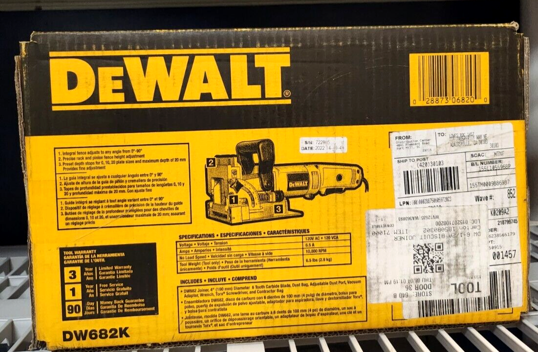 DEWALT DW682K 120V Plate Joiner Kit NEW FAST SHIPPING 28873068200