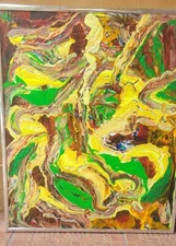 Vintage Abstract Painting Signed LAVINS Large and Fantastic