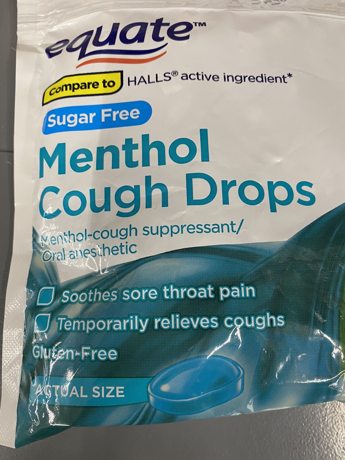 Equate Sugar Free Cough Drops+Menthol 70 ct.Expires 04/2025