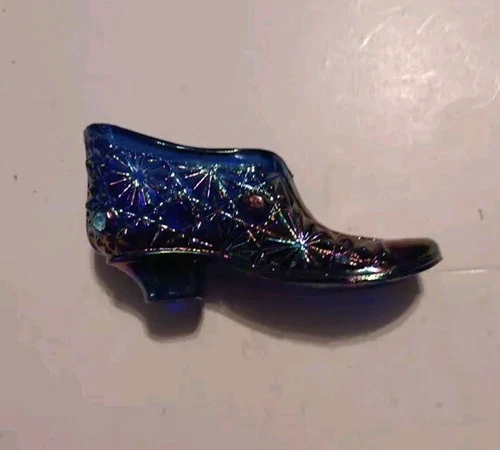 Vintage Fenton Carnival Glass Old Virginia  Button & Daisy Shoe Iridescent Shine