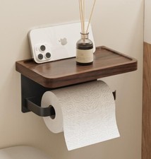 Tissue Holder Bathroom Metal Wood Wall Mounted No Drill Shelves