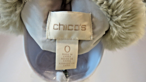 Womens Chicos Nylon Blend Puffer Vest w/ Faux Fur Collar Gray Size 0 Small - Picture 3 of 4
