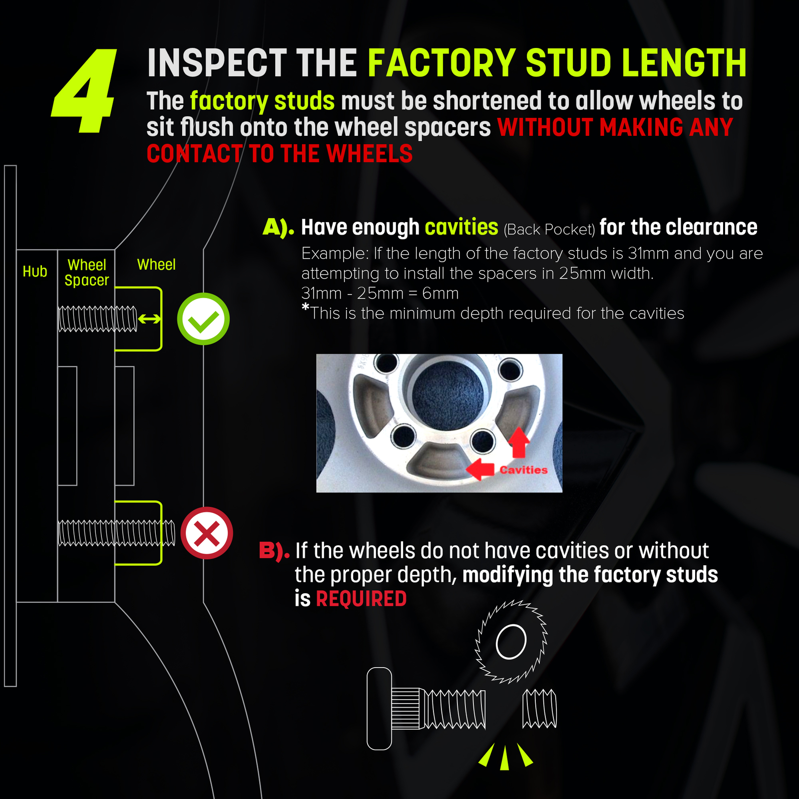 4pc 25mm Wheel Adapters 5x112 to 5x114.3 (Hub to Wheel) with 66.6cb 12x1.5 Lugs - Picture 5 of 9