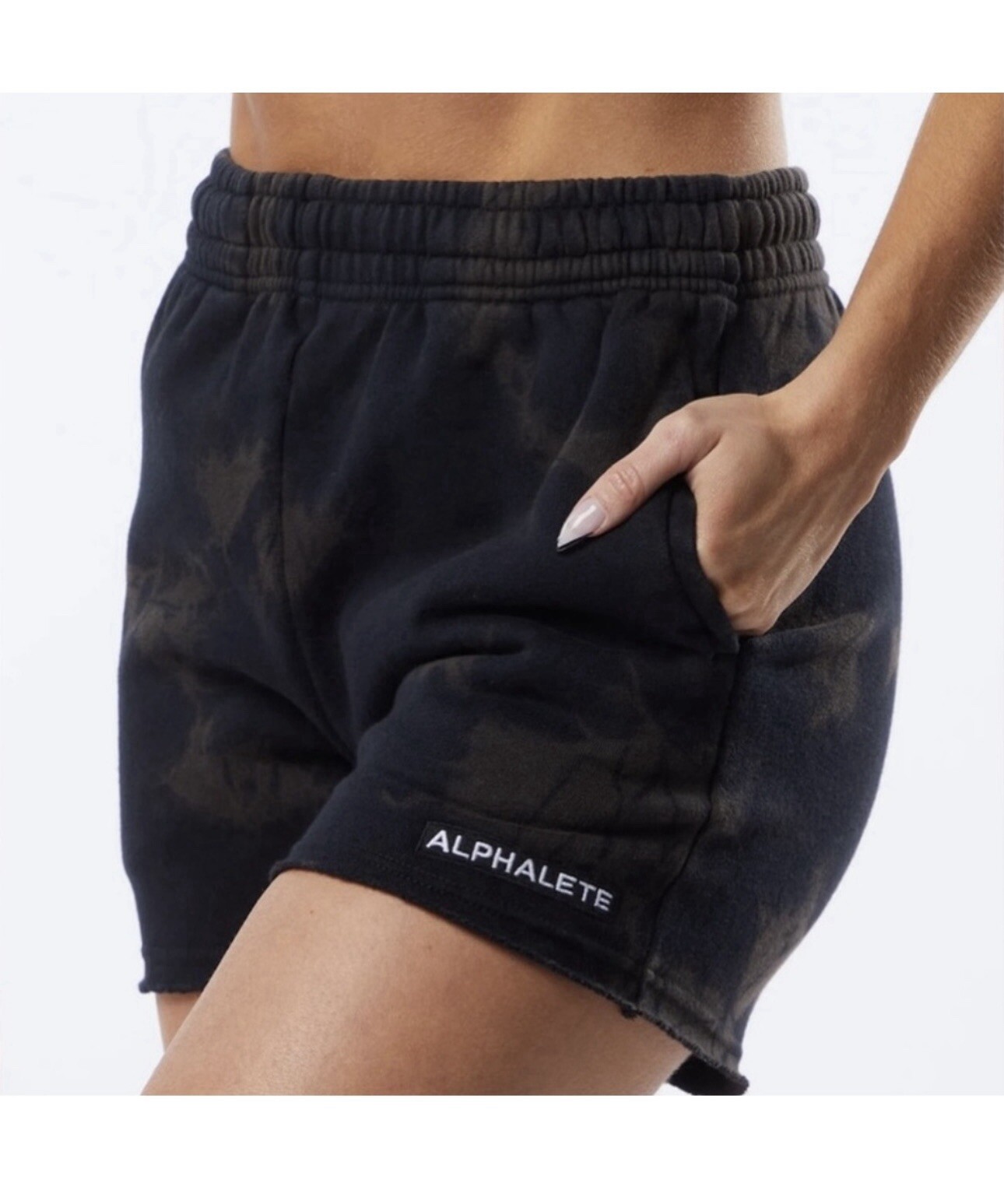 Corto da donna Alphalete lavato taglio a fila nero sbiadito taglia media