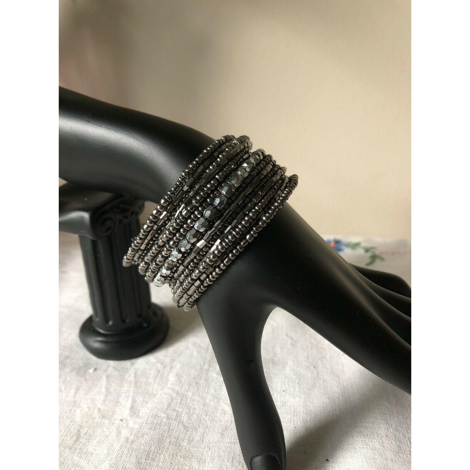 Silver Tone Bangle Multilayer Bracelet Bling Silv… - image 7