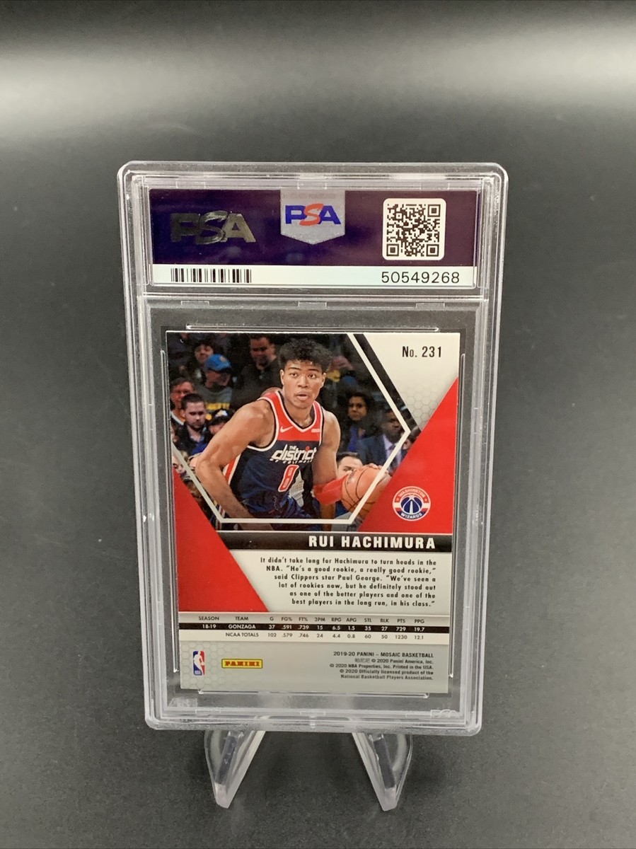 2019-20 PANINI MOSAIC RUI HACHIMURA RC PSA 10 WIZARDS BALL IN LEFT