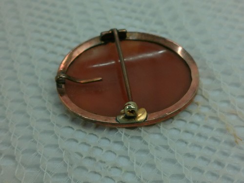 Vintage Walzgold Hochrelief Kamee geschnitzte Muschel viktorianische Dame Anhänger Anstecknadel Brosche - Bild 5 von 21