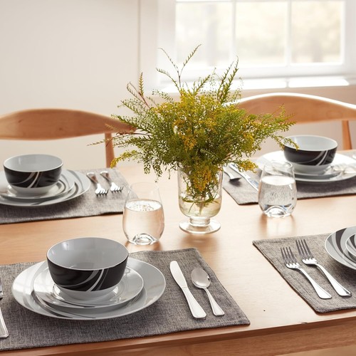 18-Piece Kitchen Dinnerware Set, Plates, Dishes, Bowls, Service for 6, Swirl - Picture 8 of 8