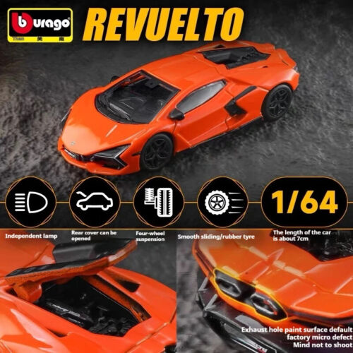 New In Stock Bburago 1:64 Lamborghini Revuelto Car Alloy Miniature Diecast Car - Picture 7 of 10