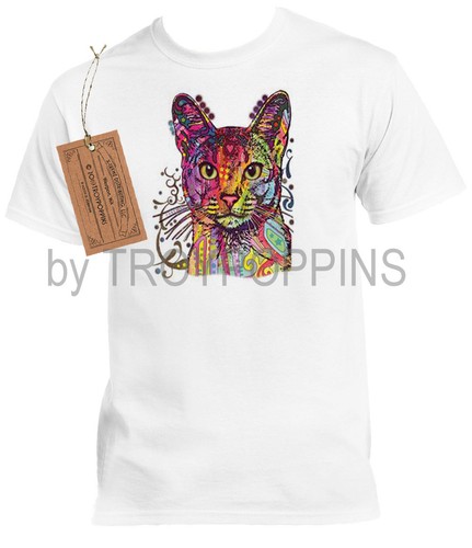 1-CAMISETA IMPRESA GRÁFICA DE ARCO IRIS DE LA RAZA GATO ABISINIO GATO ATIGRADO RAZA - Imagen 7 de 7