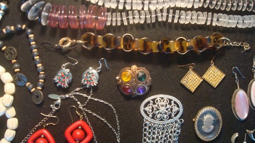 Vintage Kostüm Schmuck Set - Ohrringe Halskette Brosche Armband - Strass #1 - Bild 10 von 21
