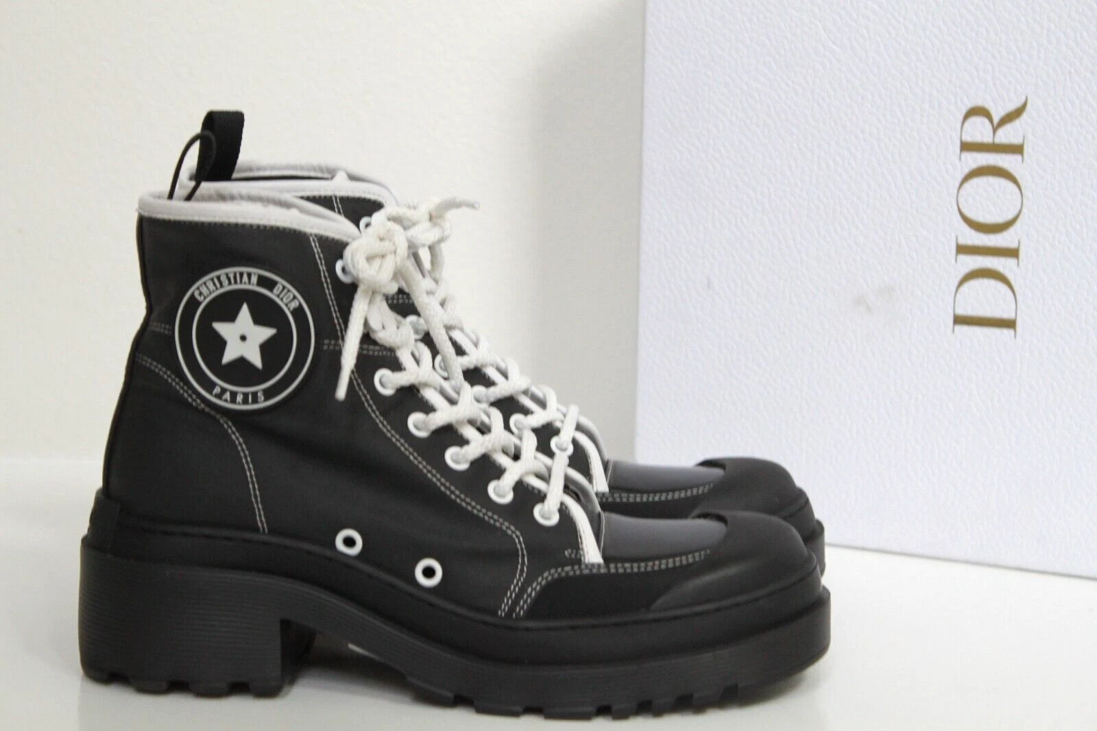 Bottes de combat taille 8/38 Christian Dior D Rise tissu technique logo noir