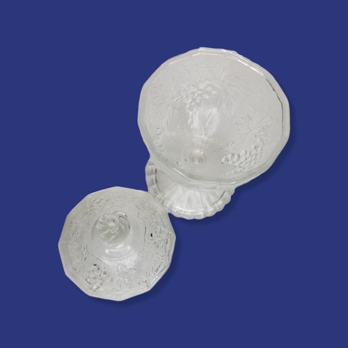 "Pedestal de tapa de caramelo de vidrio transparente con patrón de hoja de fruta de colección 7" - Imagen 6 de 8