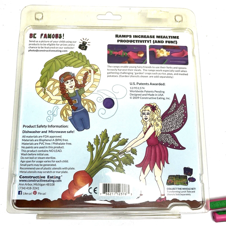 NUEVO Plato creativo de alimentación infantil púrpura constructivo con utensilios Foto 4 de 4