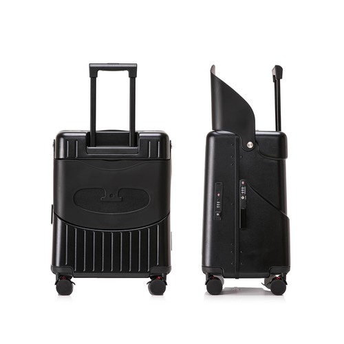 24" Hardshell Carry On Suitcase with Child Seat, Black Travel Luggage with Fr... - Picture 5 of 6
