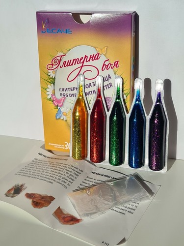 5 Colours Gelatine Dye Paint + Glitter for Decorating Easter Eggs Art Craft - Picture 3 of 4