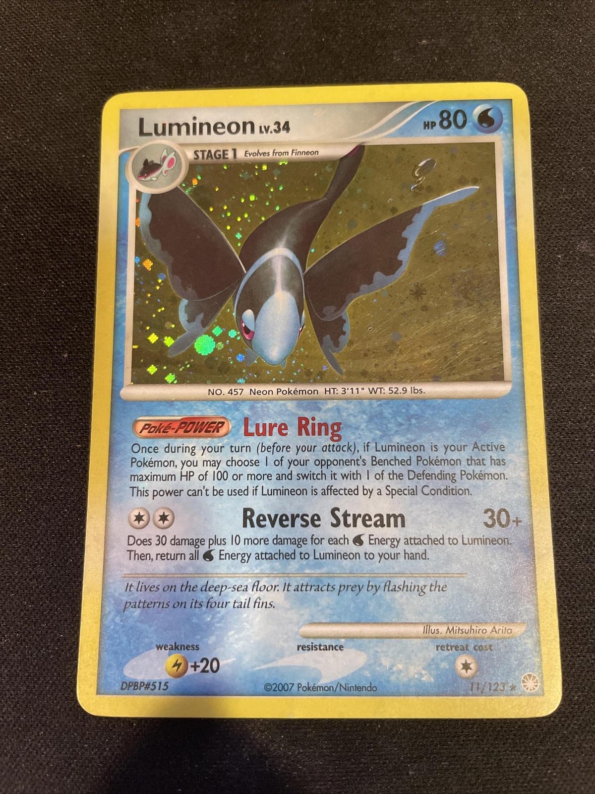 Lumineon 11/123 Pokémon Card - Mysterious Treasures Holo Rare LP