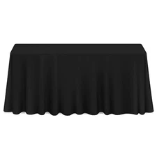 Lann's Linens 90x132 Black Rectangular Polyester Tablecloth Wedding Banquet 