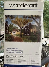 Wonder Art / Caron Latch Hook Kit #4304 Country Cottages 20"x27" (Sealed New)