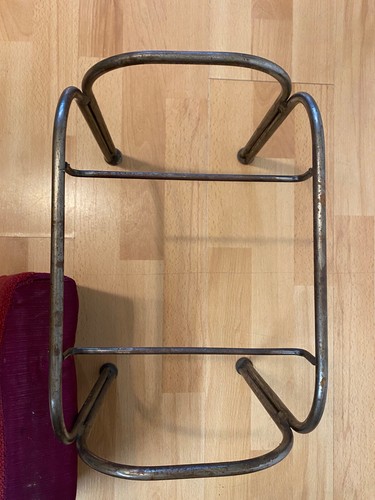 Stunning Vintage Footstool Foot Rest Stool With Iron Base & Embroidered Design - Picture 13 of 15