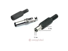 5.5mm/2.1mm Male Solder DC Power Barrel Tip Plug Jack Straight Connector Adapter