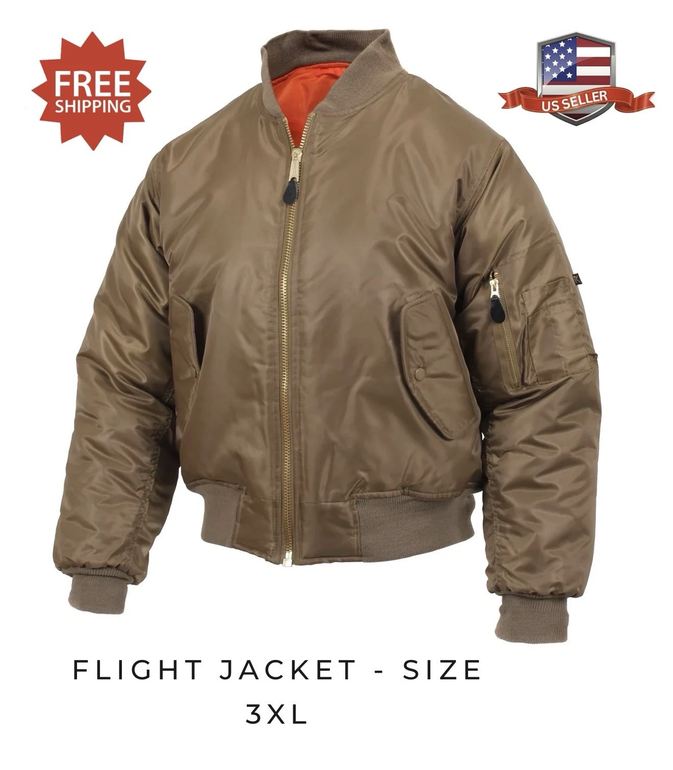 Rothco MA-1 Flight Jacket Coyote Brown Military Bomber Coat Reversible Size XXL image 1
