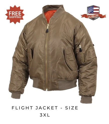 Rothco MA-1 Flight Jacket Coyote Brown Military Bomber Coat Reversible Size XXL - product listing photo