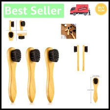 Gentle and Effective Leather Care: 3-Piece Horsehair Brush Kit for All Surfaces