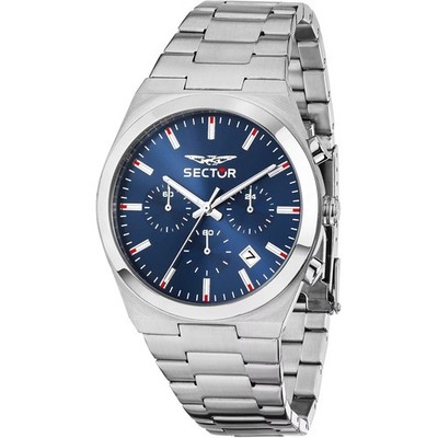 Sector Herrenuhr Chronograph C300 Stahl 42 981mm blaues Zifferblatt