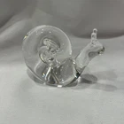 Vintage Steuben Crystal Snail Paperweight Figurine Signed Art Glass USA  - Nice!
