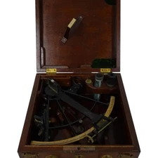 Antique Keuffel & Esser Marine Nautical Navigation Sextant SN 22877 Wooden Case