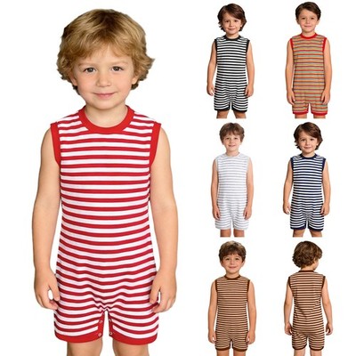 Kids Boys Girls Lightweight Unisex Bodysuit Nightwear Jumpsuit Sensory Casual
