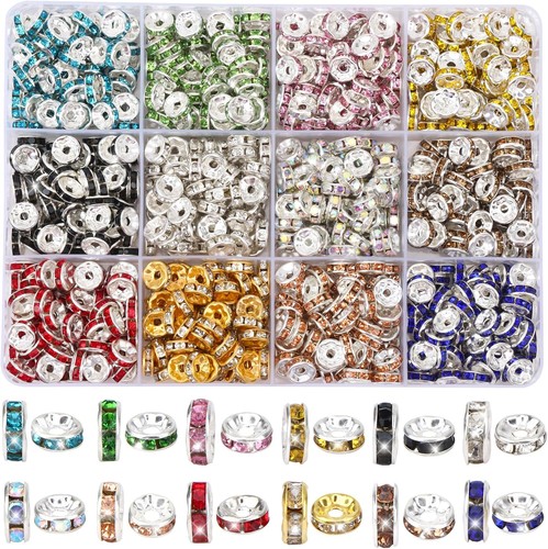 720Pcs Rhinestone Spacer Beads for Jewelry Making, Rondelle Crystal 8mm Bead ... - Picture 7 of 7
