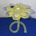 VTG Murano Hand-Blown Art Glass Table Flower W/Sticker Lavorazione Yellow, 6.5"