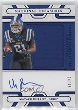2022 Panini National Treasures Collegiate Blue 24/49 Mataeo Durant Auto 10ev