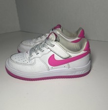 Nike Force 1 Low EasyOn FN0237-102 Kids Size 12C White Laser Fuchsia Sneakers