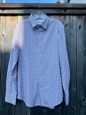 Mizzen  Main Leeward Mens Dress Shirt M Red White Blue Grid Trim Fit Button Up