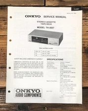 Onkyo TA-2027 Cassette Service Manual *Original*