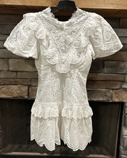 Women’s LOVE SHACK FANCY White Eyelet FRITZI Dress Size 00 NWOT *C3