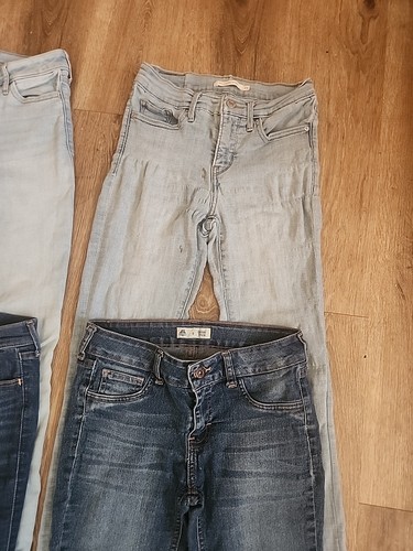 4 Lot Hollister 24 29 Levis 25 Abercrombie 15/16 Kids Girls Skinny Jean Blue - Picture 3 of 20