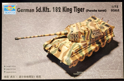 Trumpeter 1:72 Sd.Kfz.182 King Tiger Tank (Porsche Turret) Model Kit -- Open Box