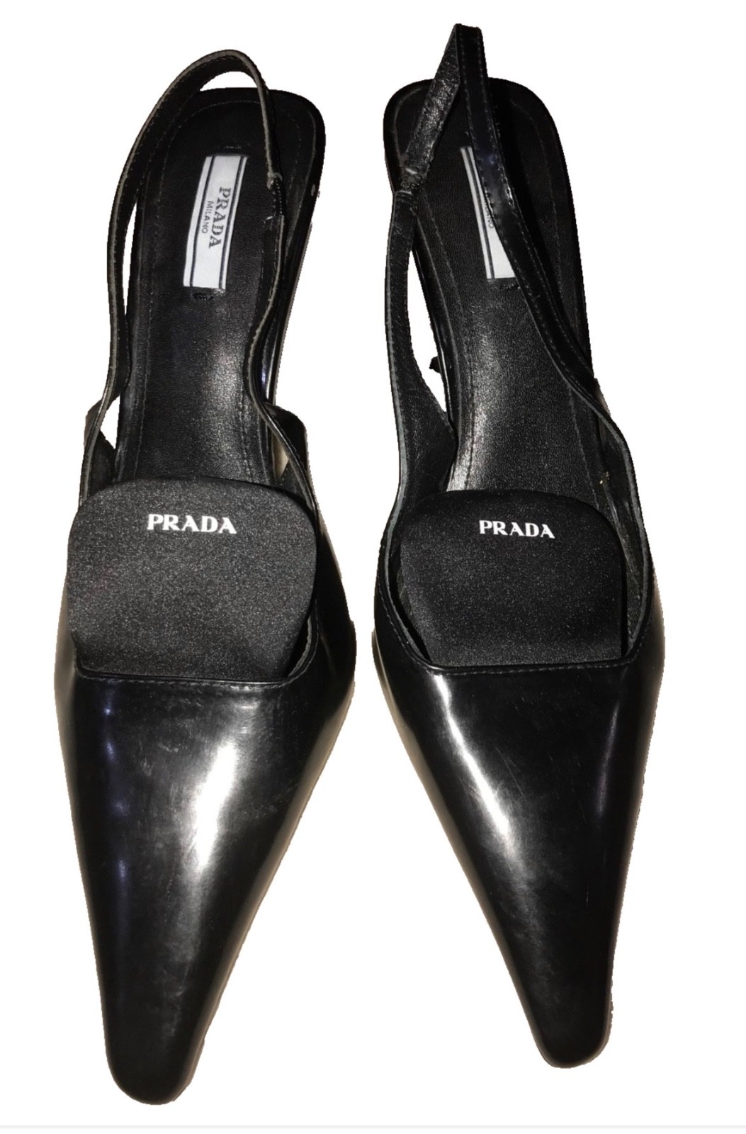 Prada Back Leather Pointed Toe Slingback Sneaker Pumps Size 41 thumbnail 4